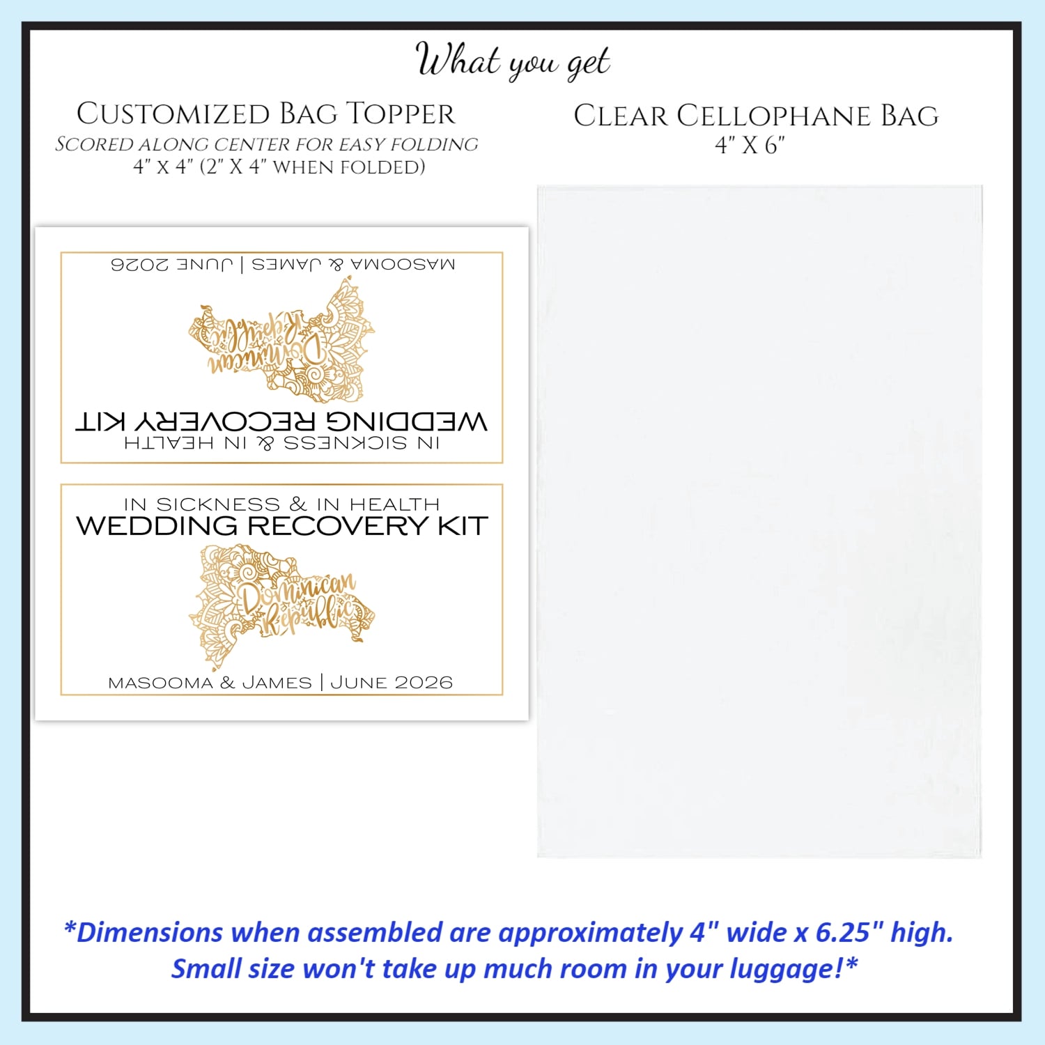 Wedding Recovery Kit Topper & Bag | What You Get