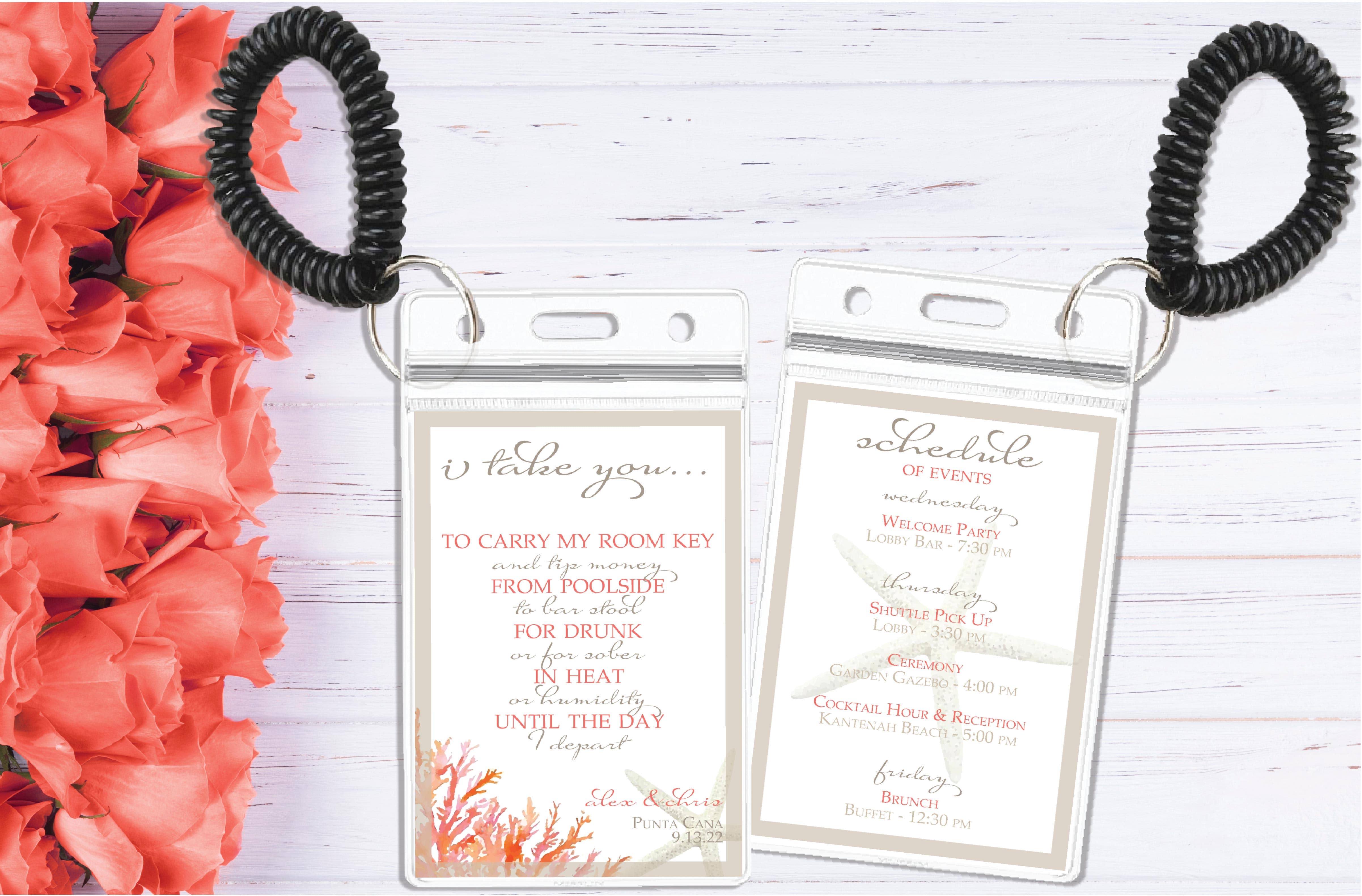 Coral Beach Room Key Holders for Destination Wedding
