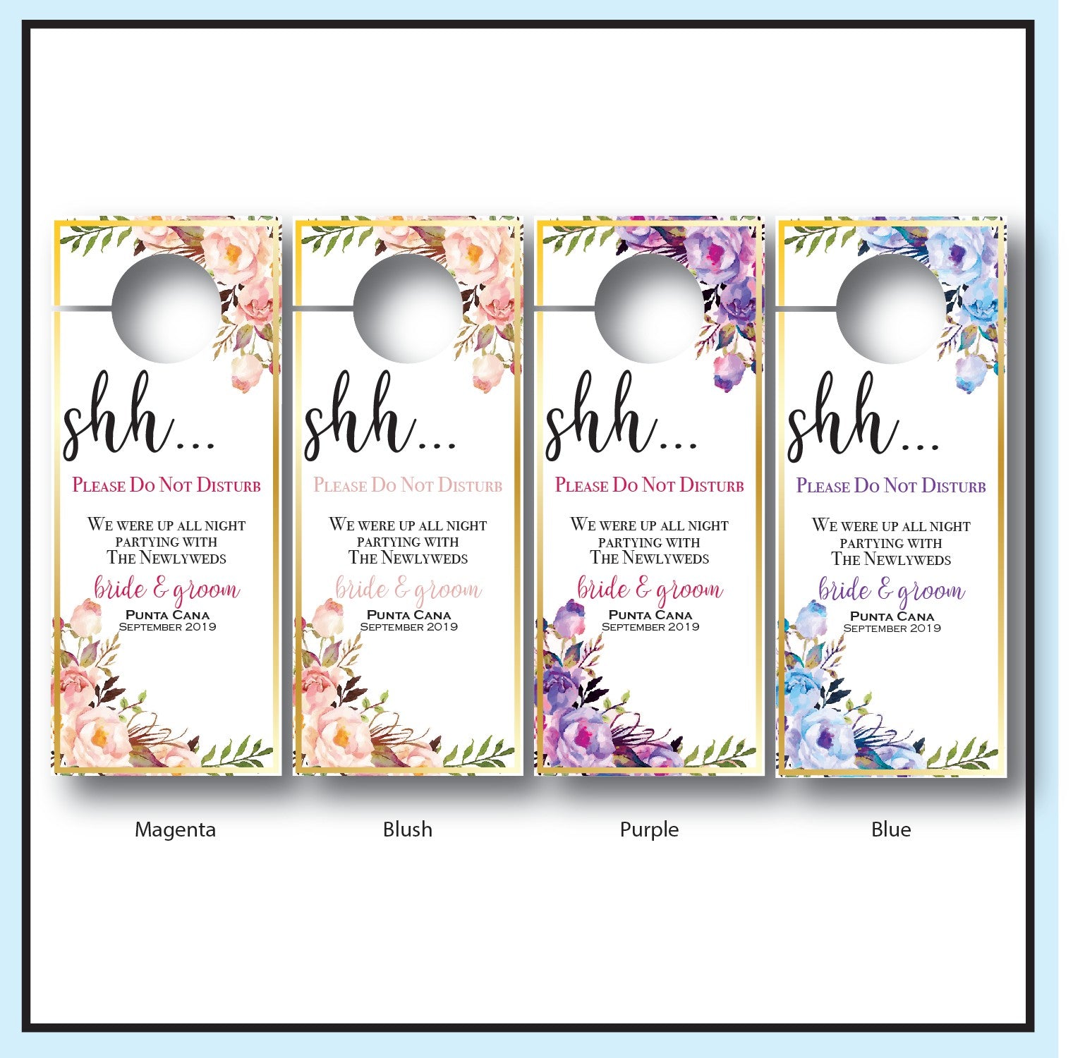 Destination Wedding Door Hangers | Do Not Disturb Sign - Available Colors