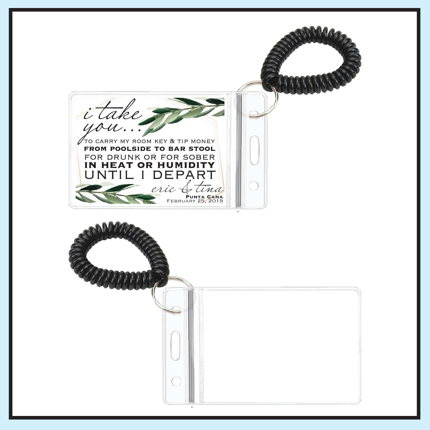 Single Sided - Greenery Destination Wedding Room Key Holder 