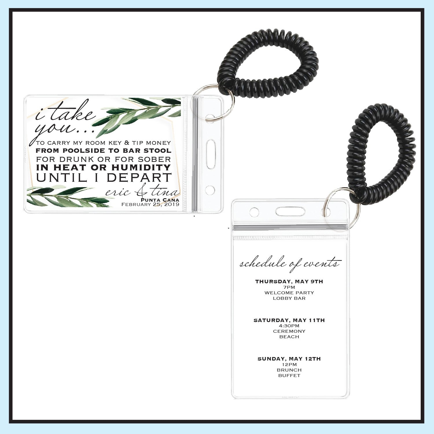 Greenery Destination Wedding Room Key Holder