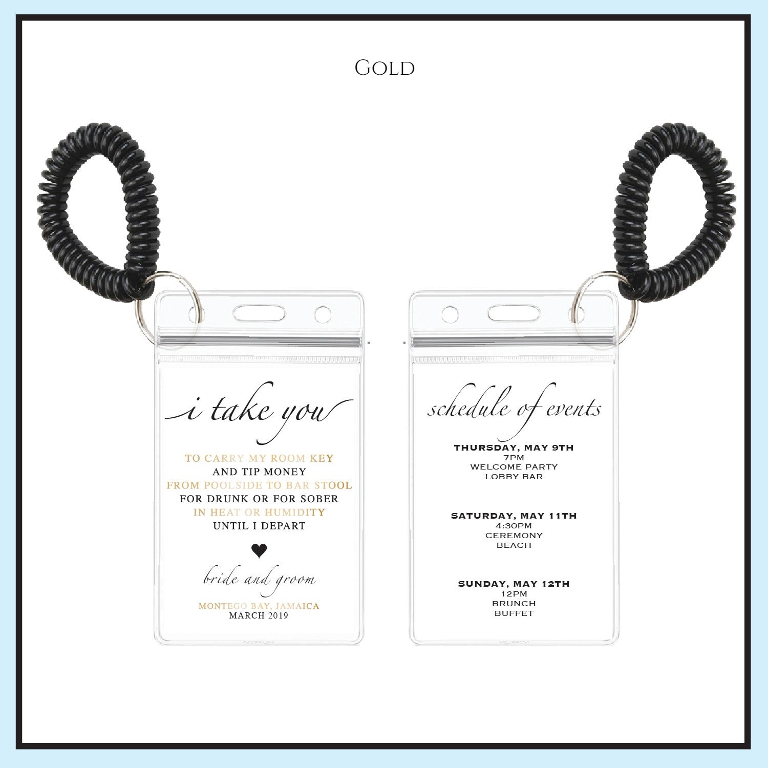 Room Key Holder | Gold font & black heart