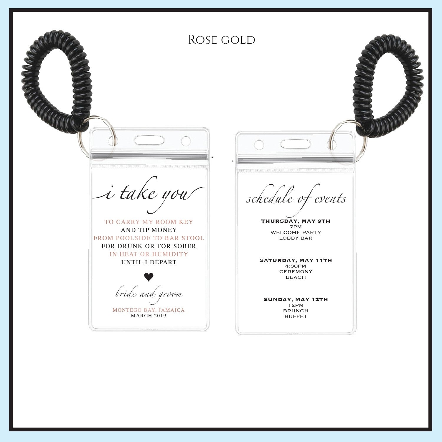 Room Key Holder | Rose font & black heart