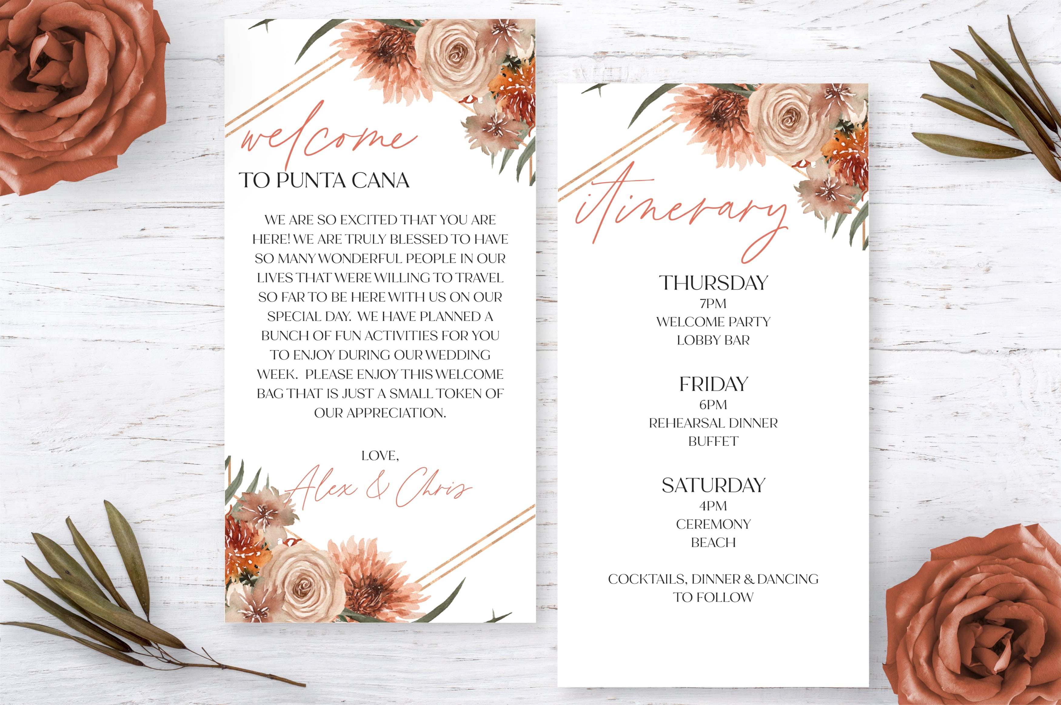 Destination Welcome Letter & Itinerary | Terracotta