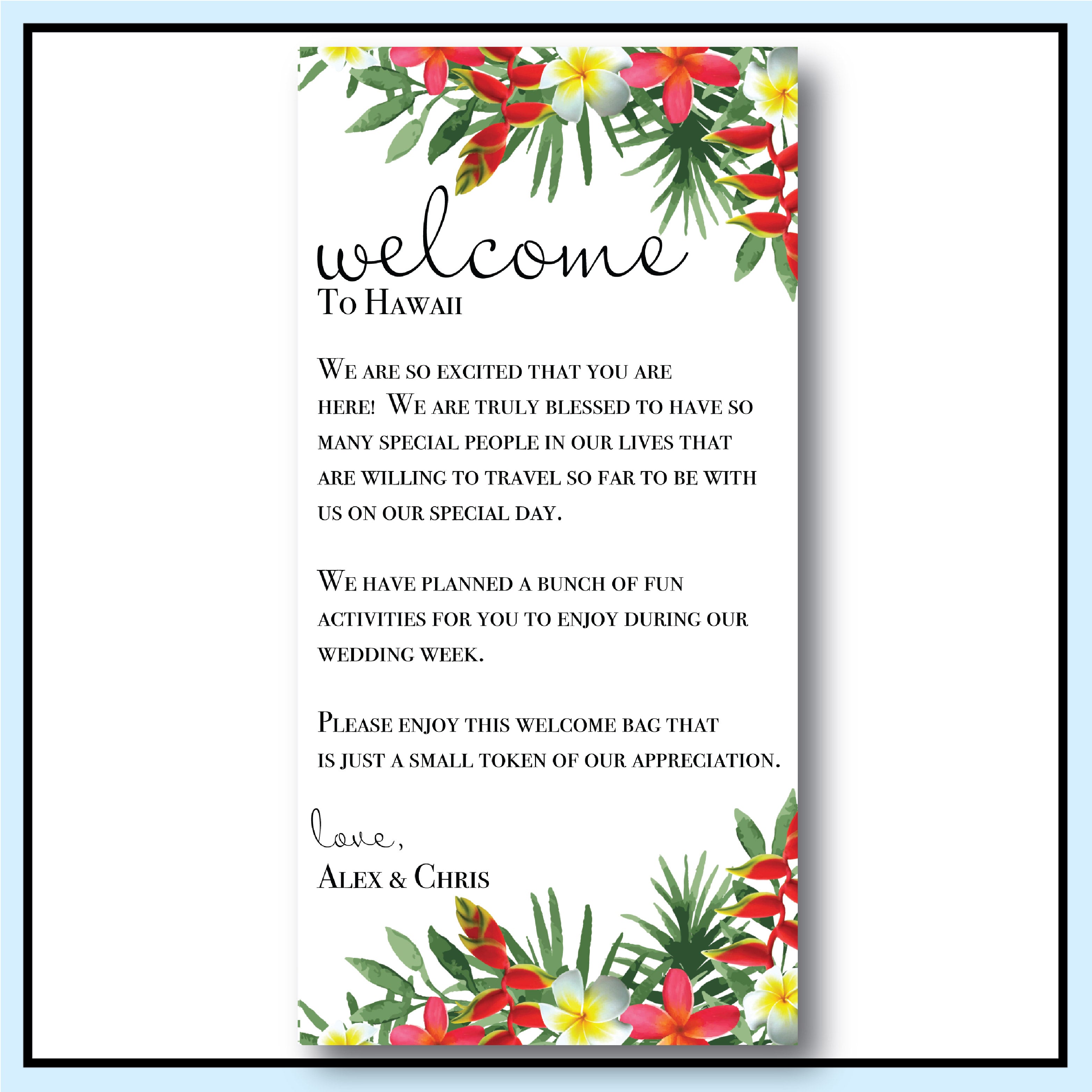 Single Sided - Welcome Letter