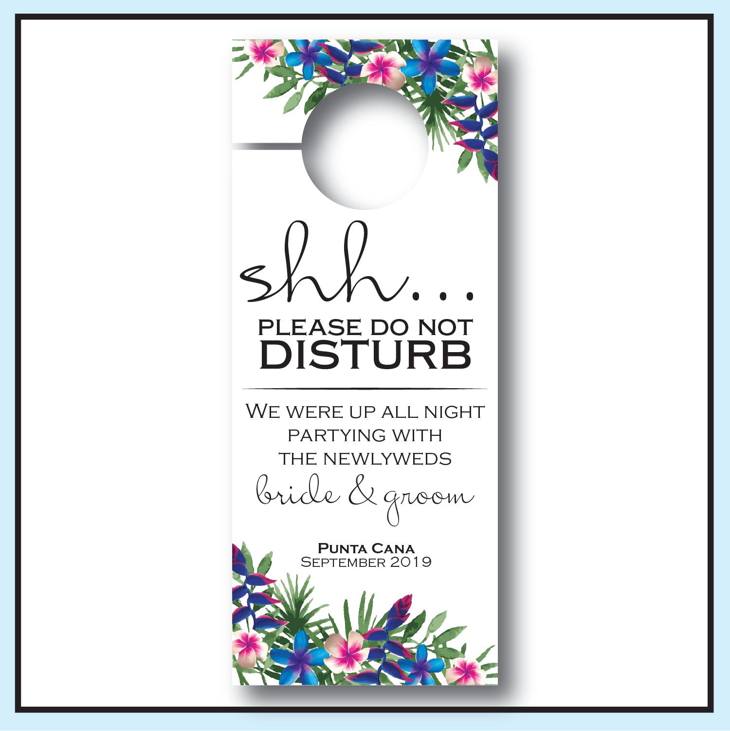 Blue | Tropical Wedding Door Hanger