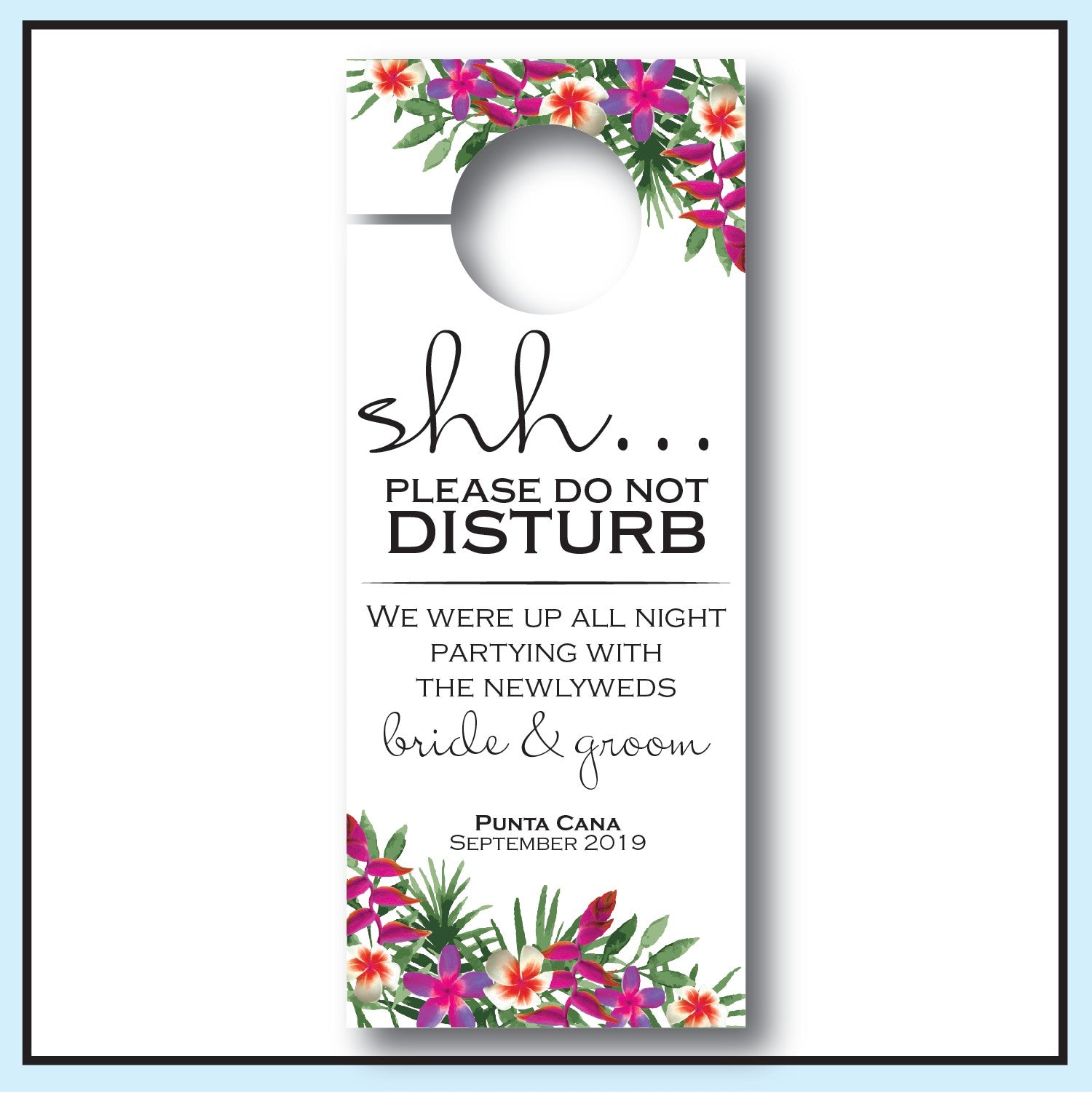 Purple | Tropical Wedding Door Hanger