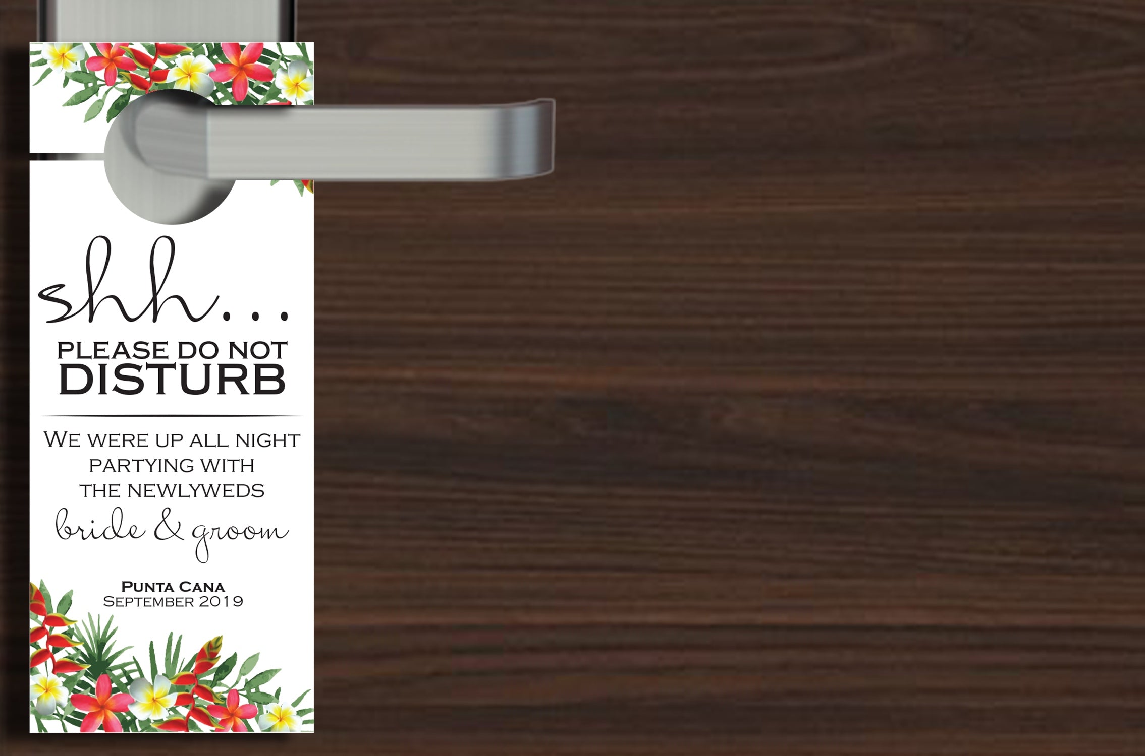 Tropical Destination Wedding Door Hanger | Do not disturb sign