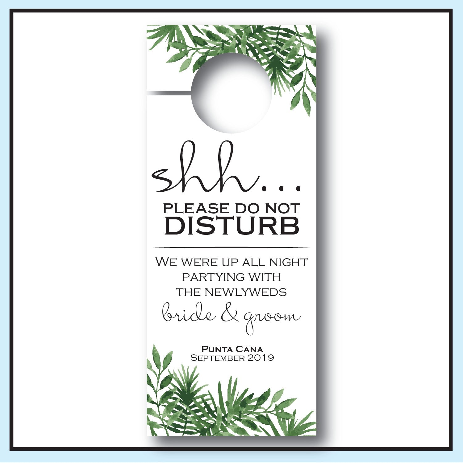Green | Tropical Wedding Door Hanger