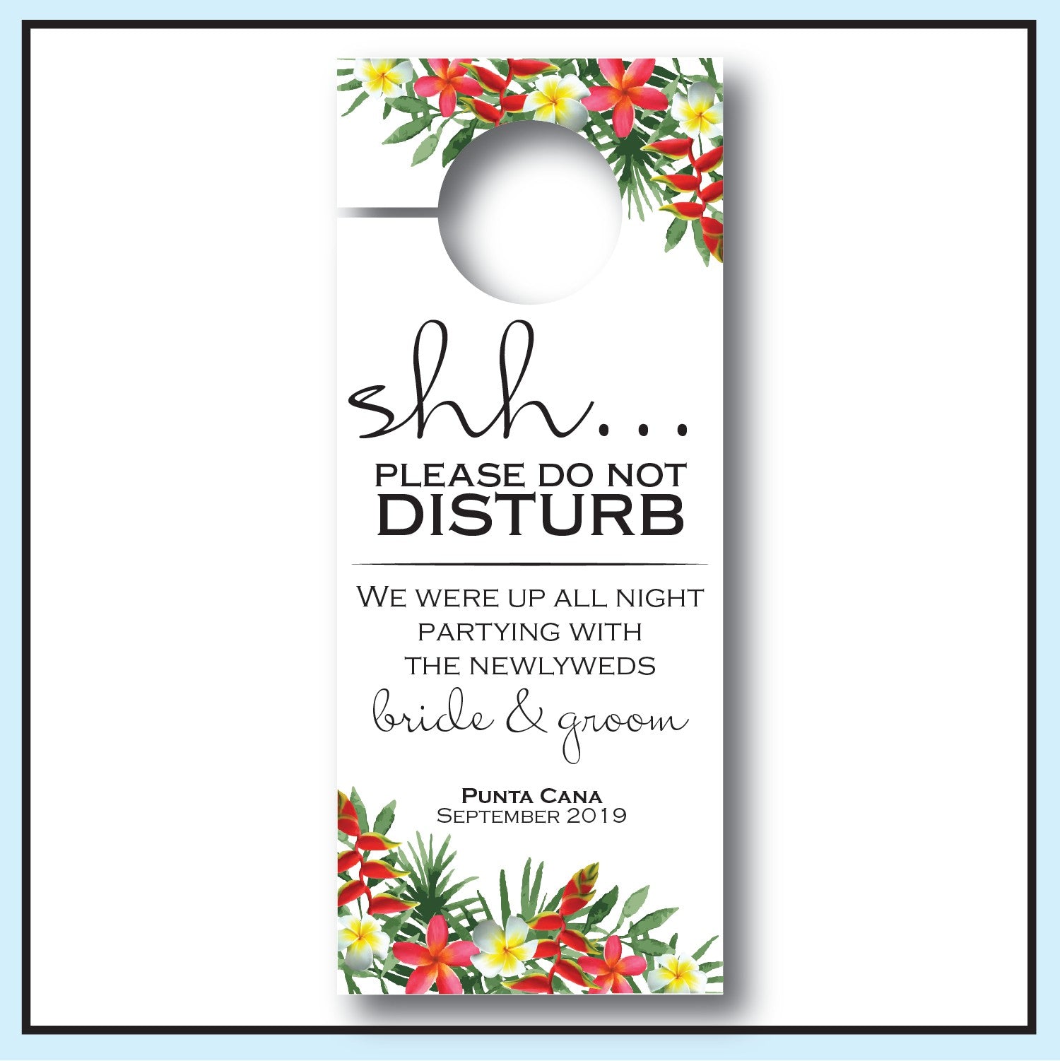 Red | Tropical Wedding Door Hanger