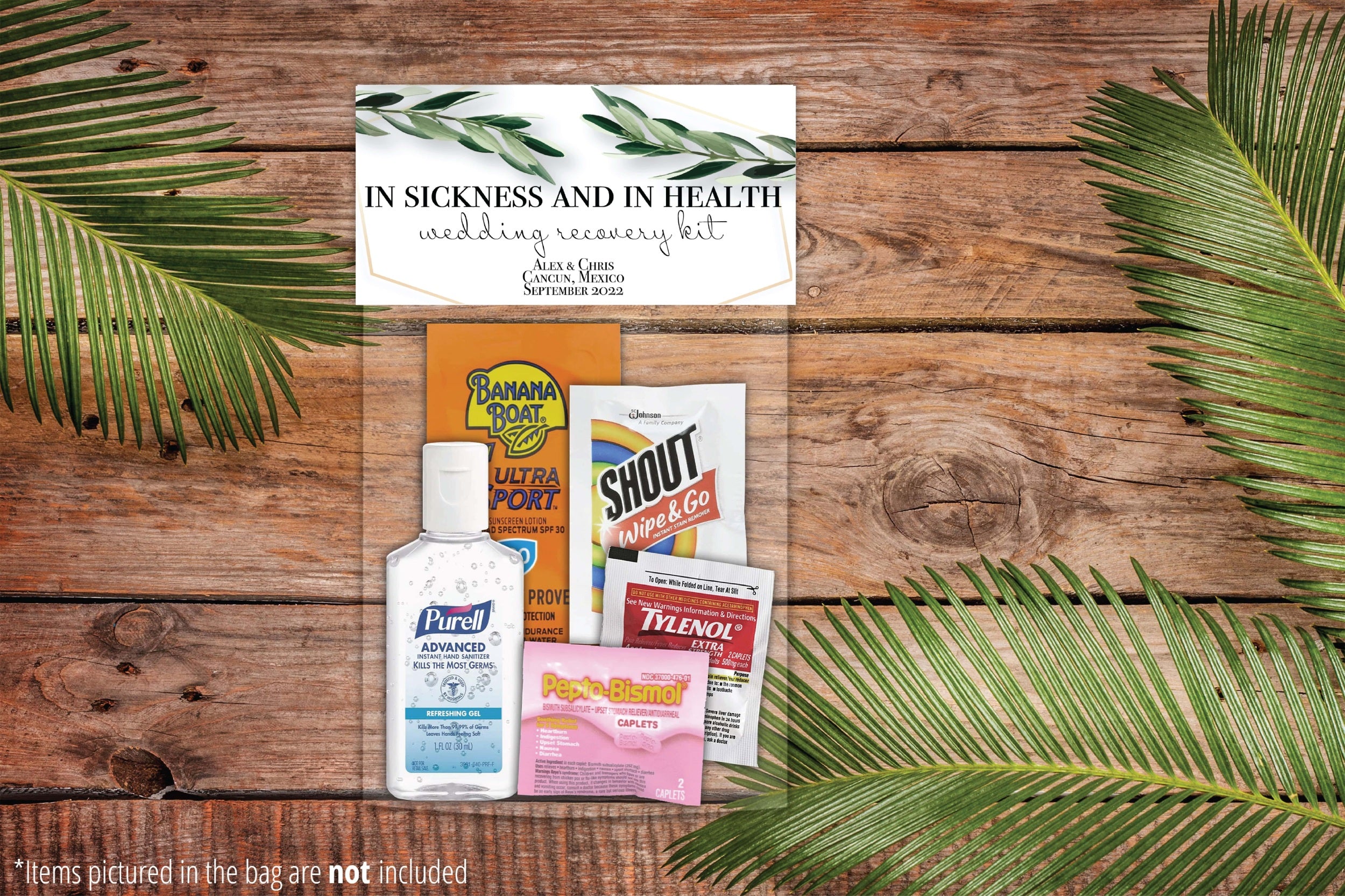 Destination Wedding Hangover Kit | Greenery