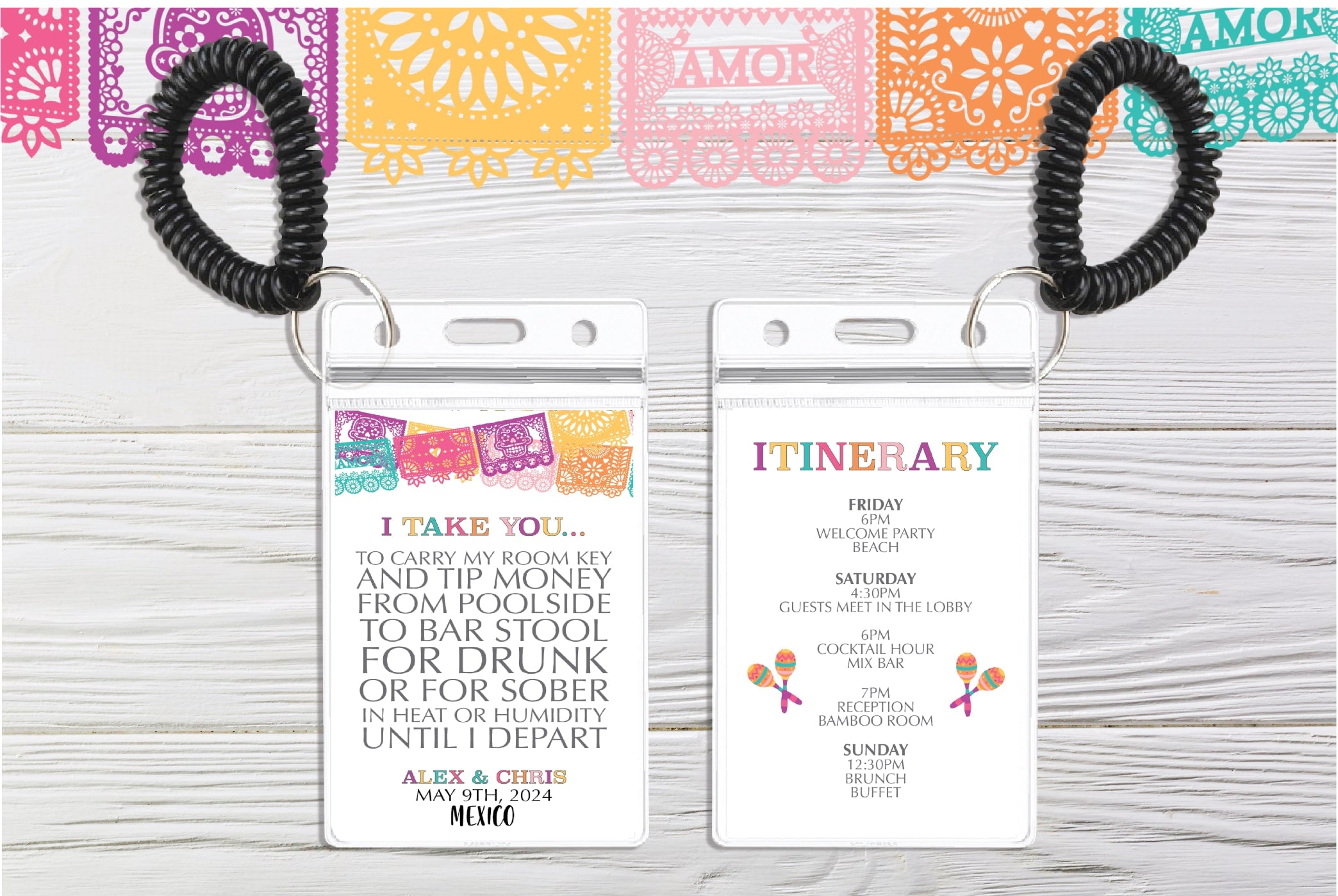 Mexico Destination Wedding Room Key Holder | Papel Picado Theme