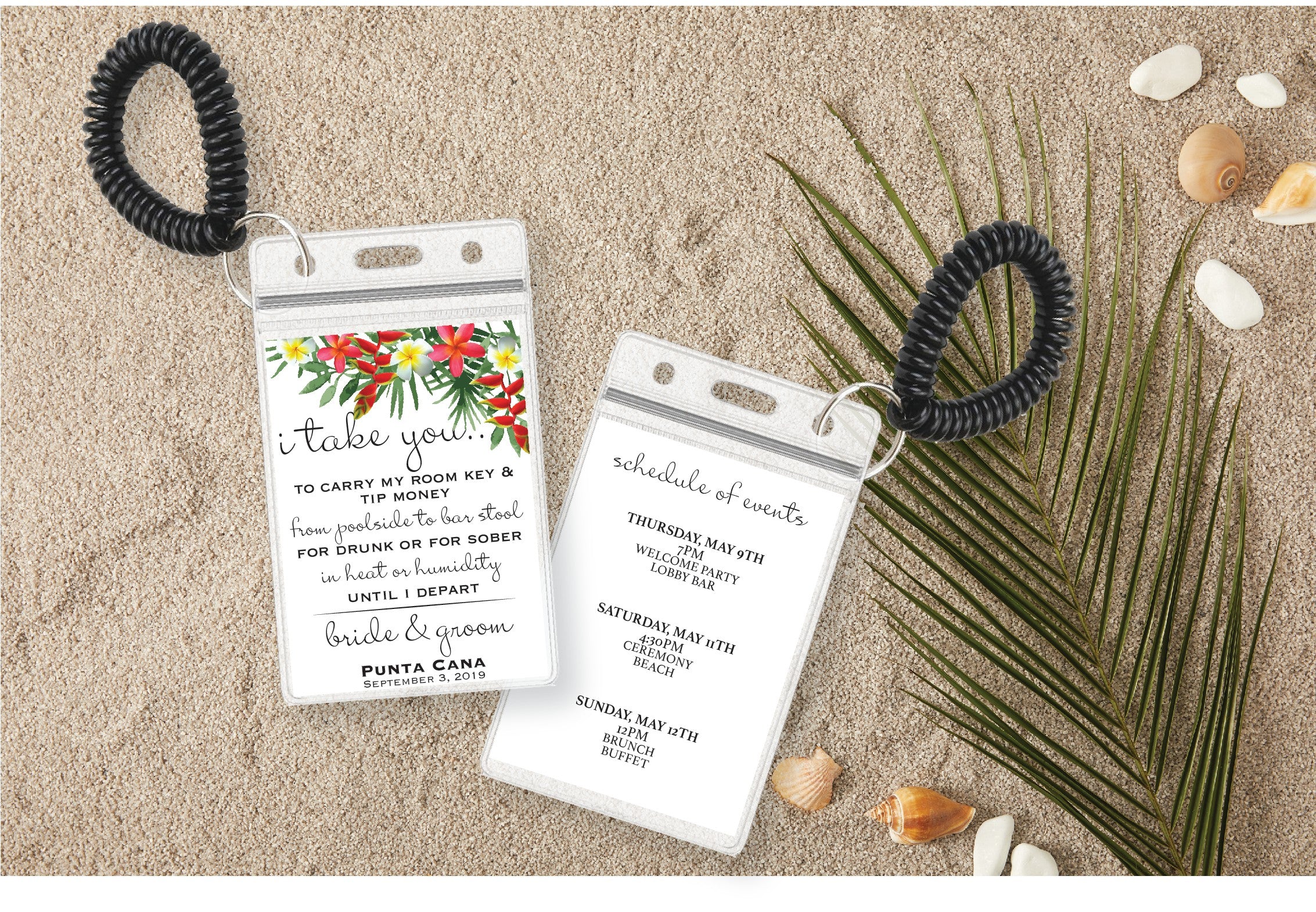 Tropical Destination Wedding Room Key Holder