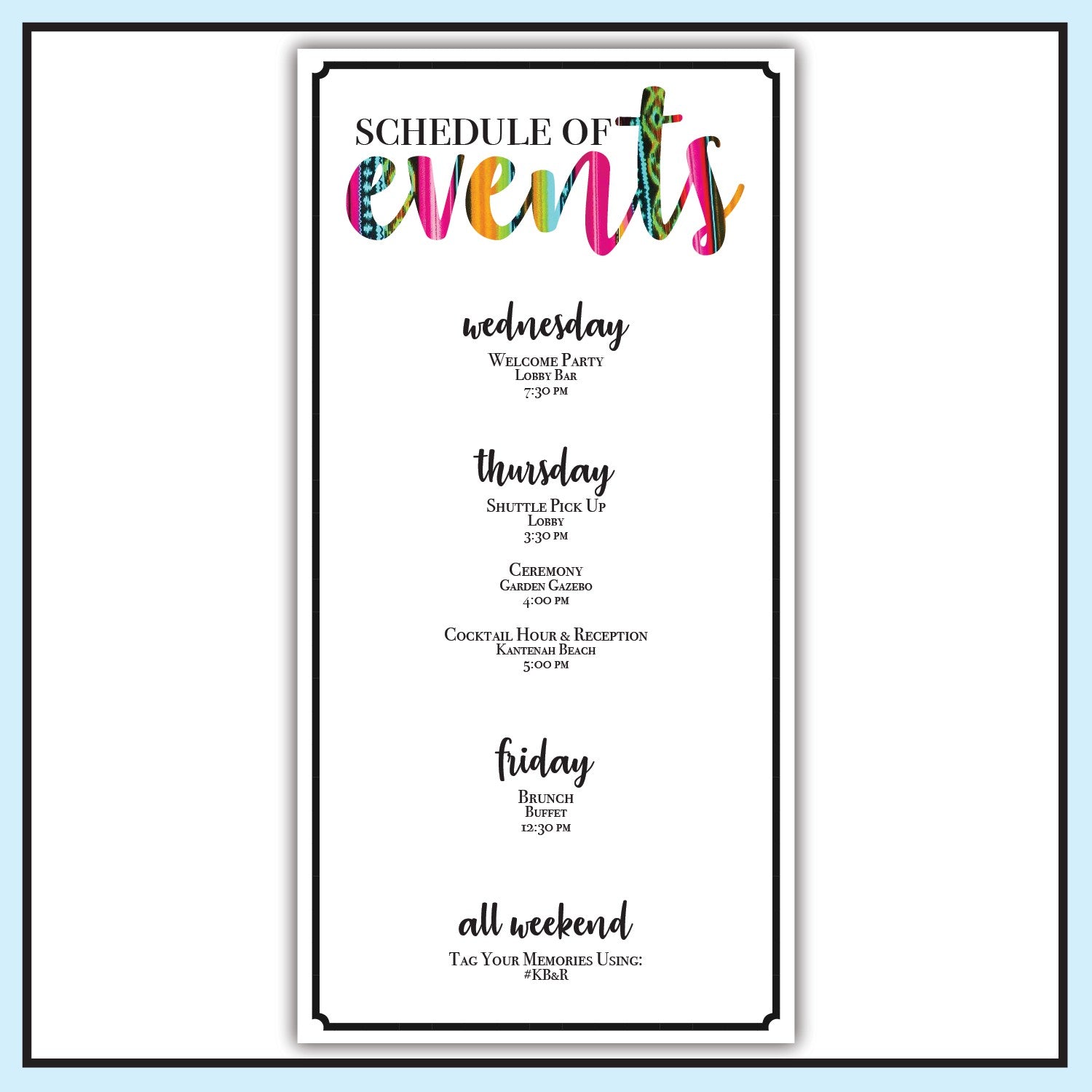 Single Sided - Itinerary