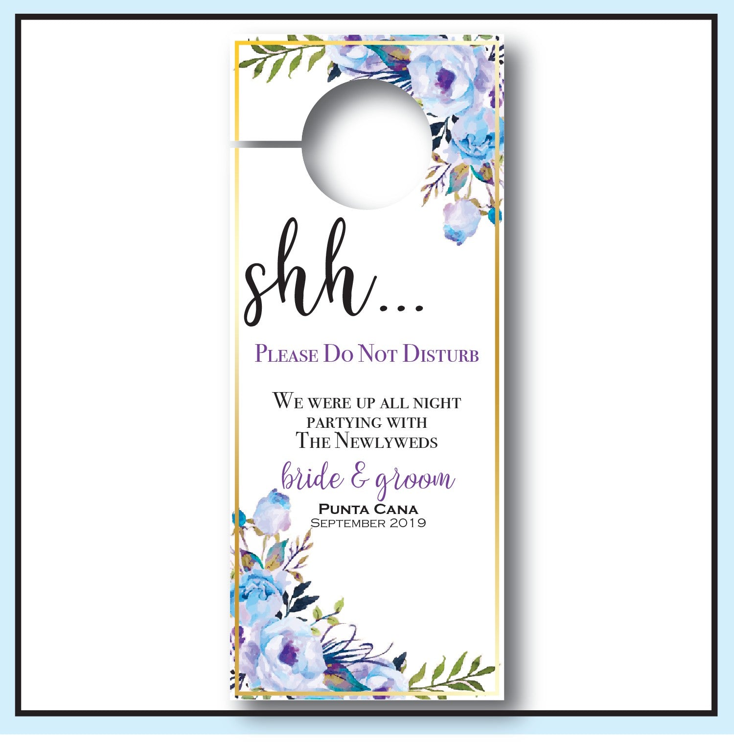 Blue Wedding Door Hangers
