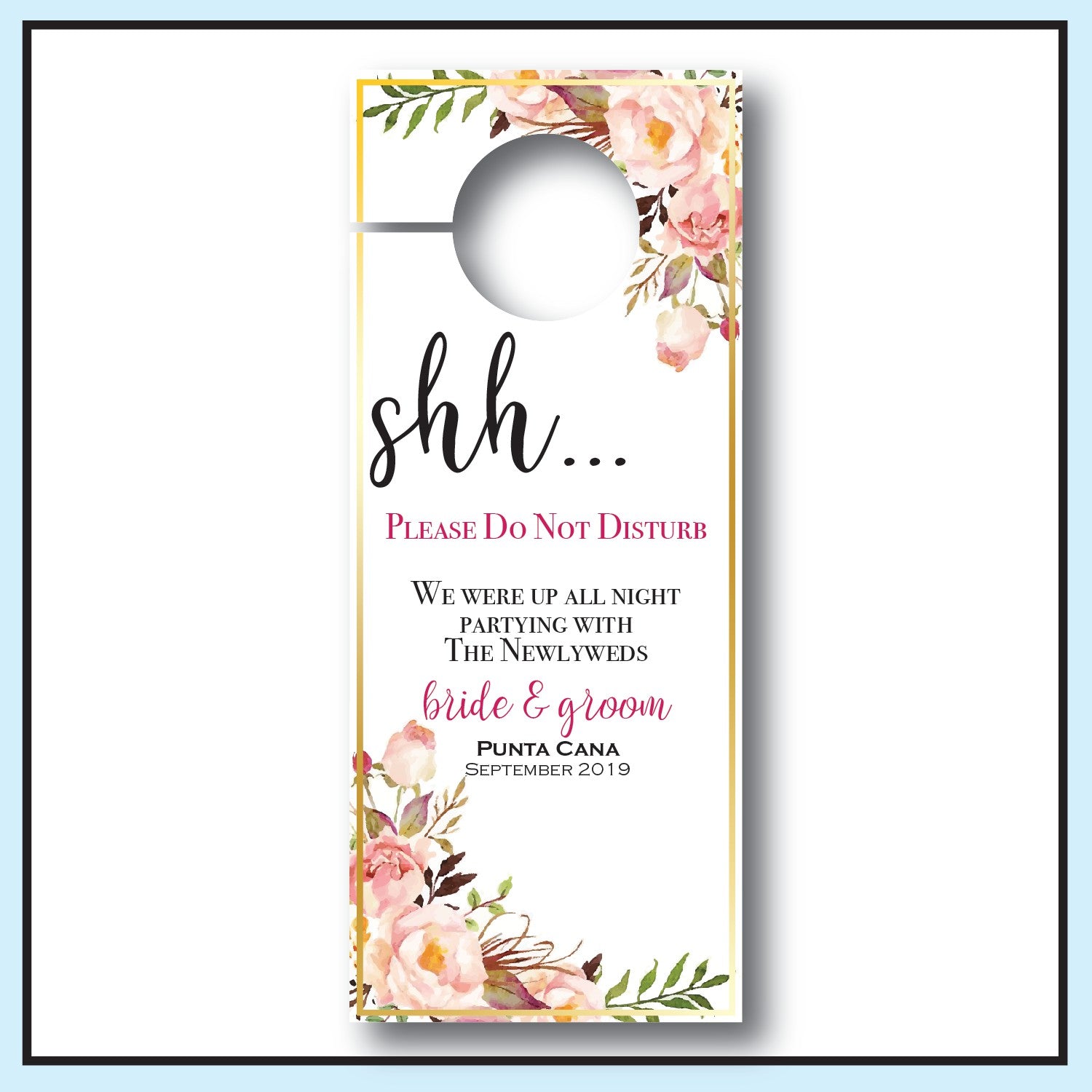 Magenta Wedding Door Hangers