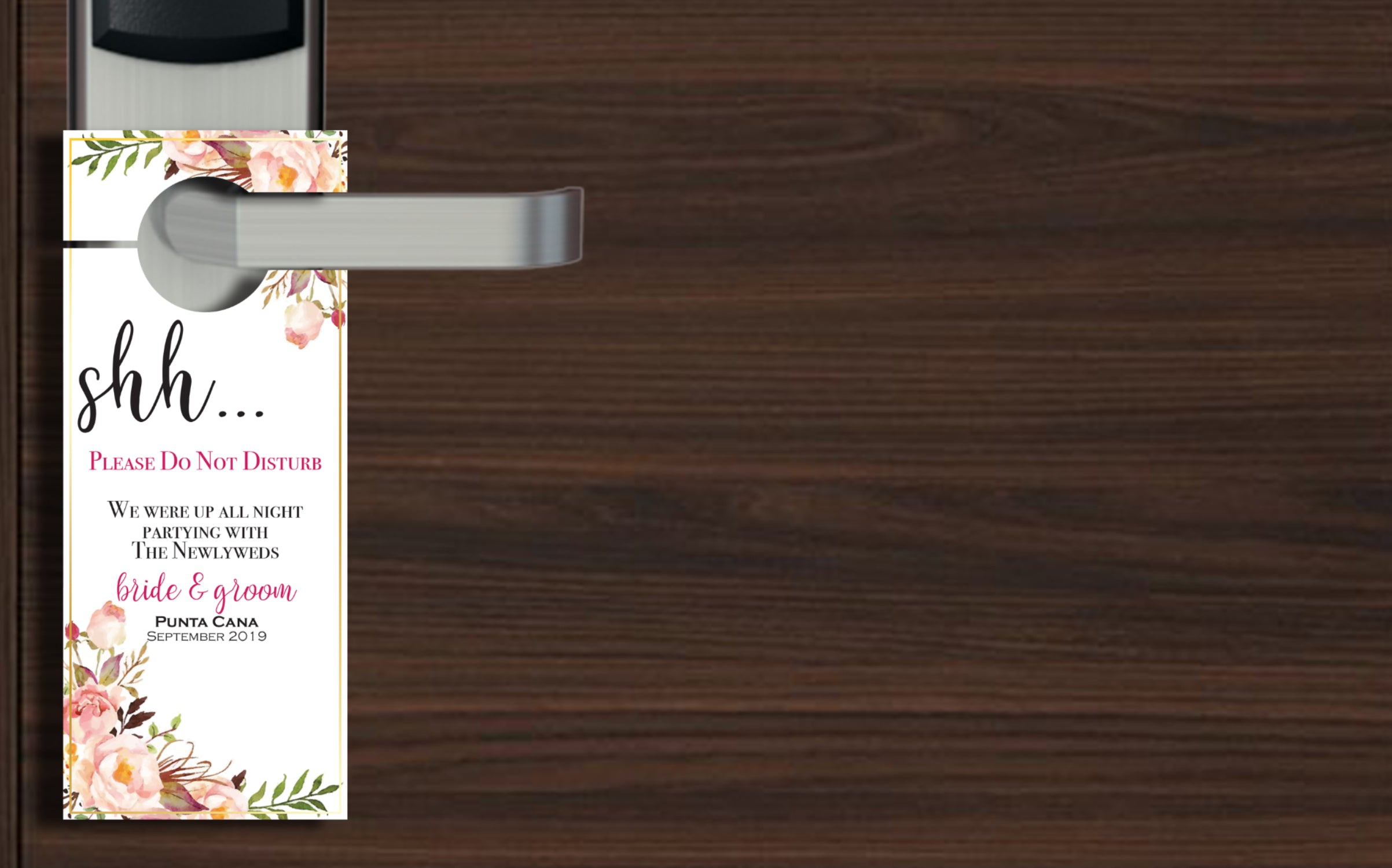 Personalized Destination Wedding Door Hangers | Do Not Disturb Sign