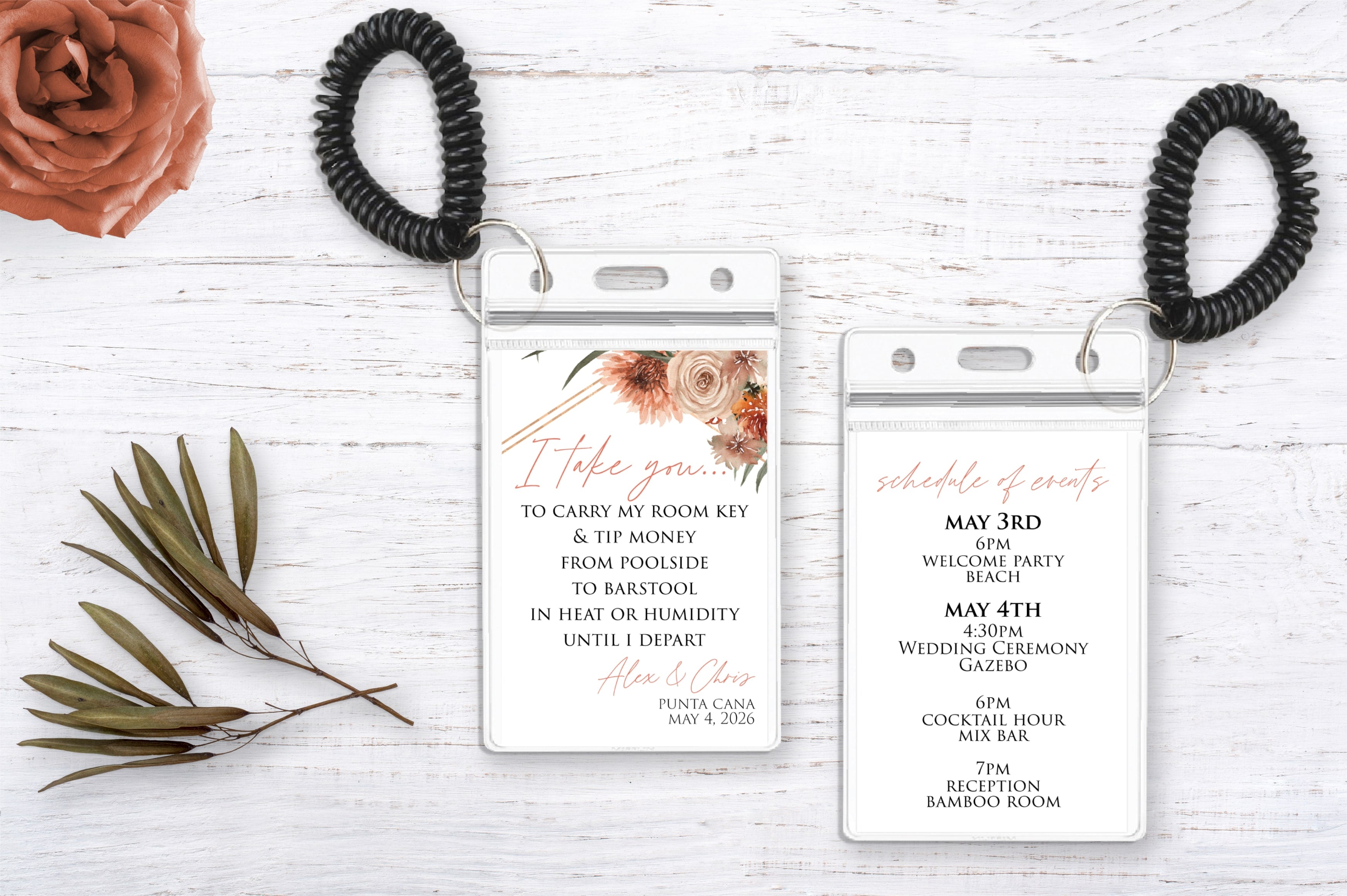 Wedding Hotel Room Key Holder | Terracotta