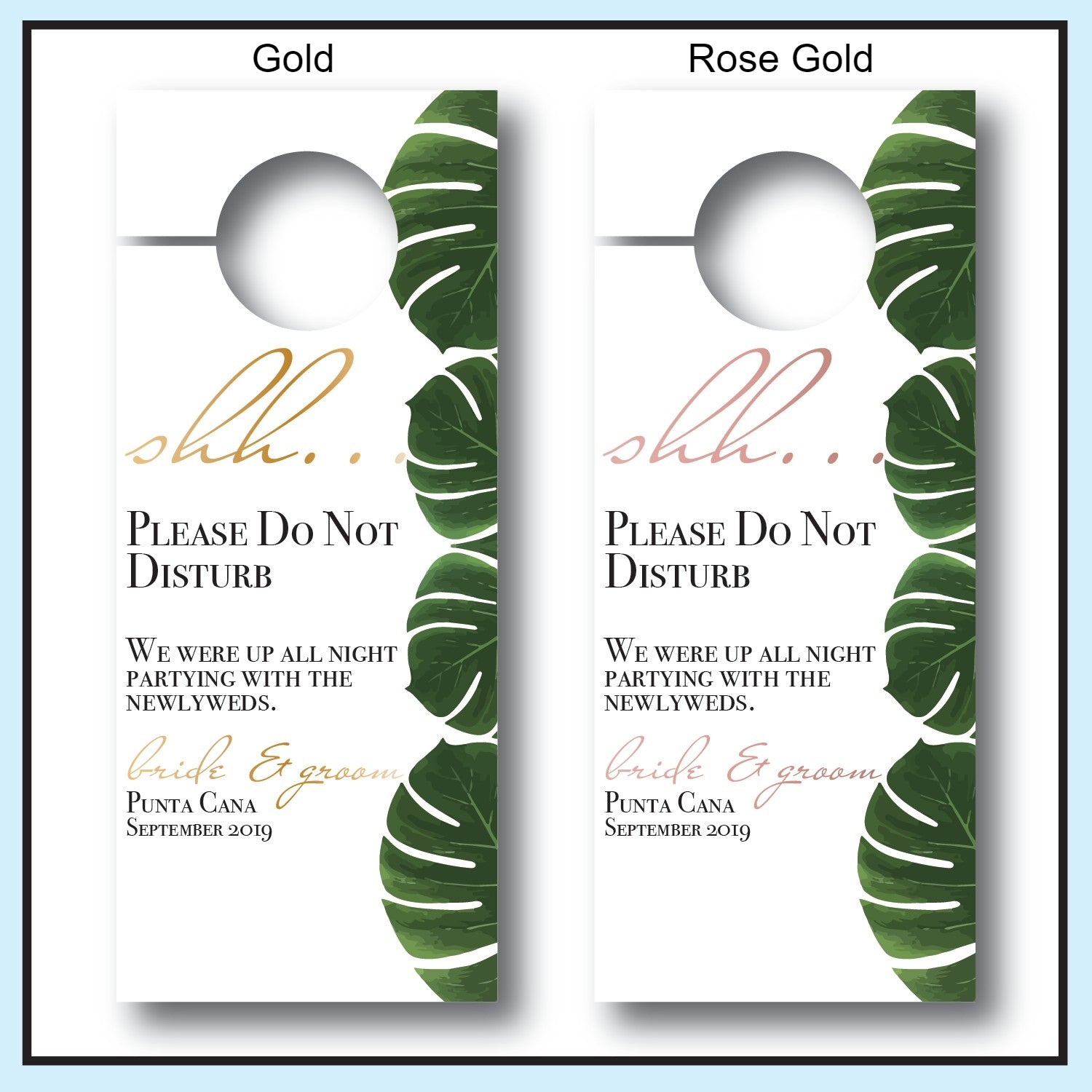 Personalized Wedding Door Hangers - Palm