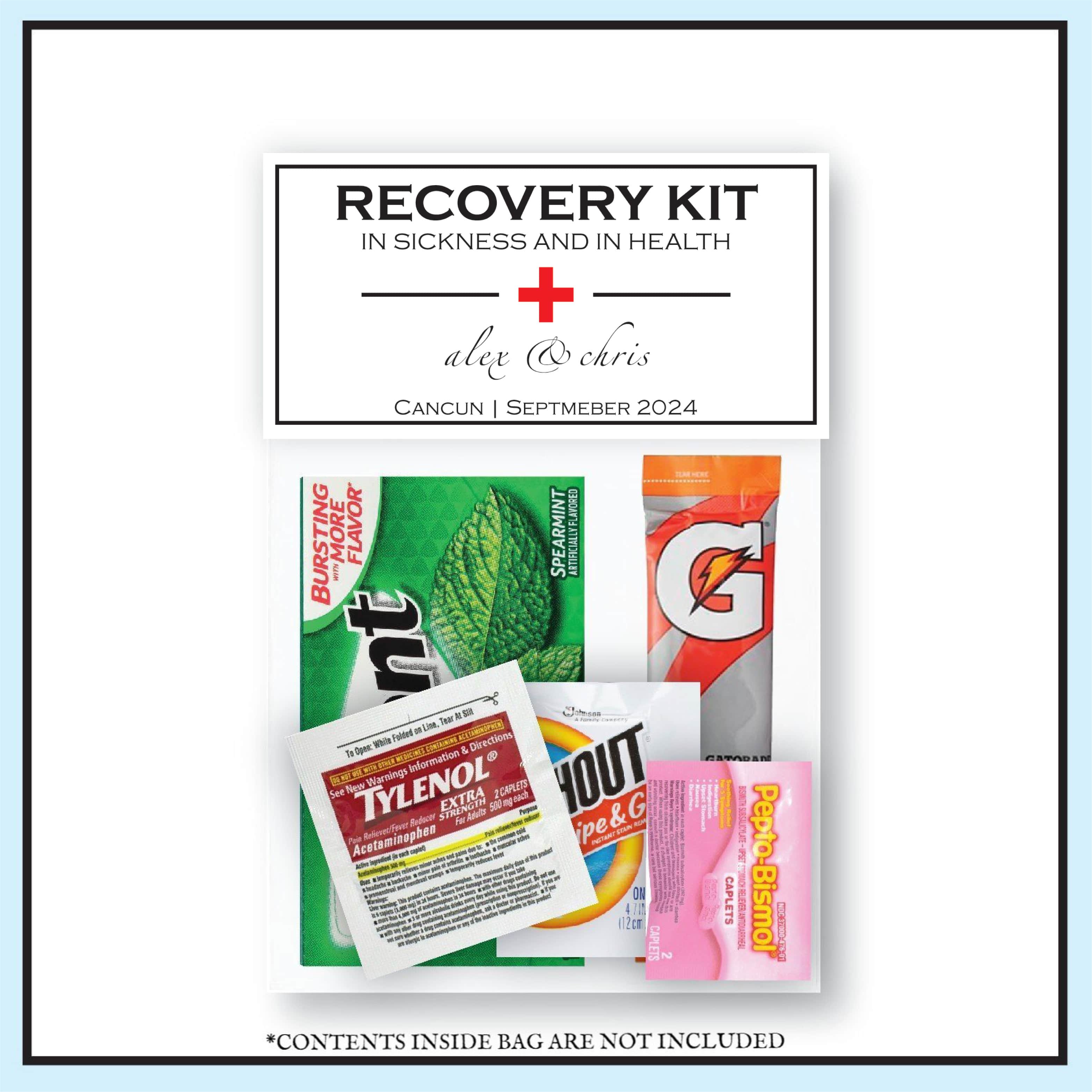 Destination Wedding Hangover Kit Topper & Bag