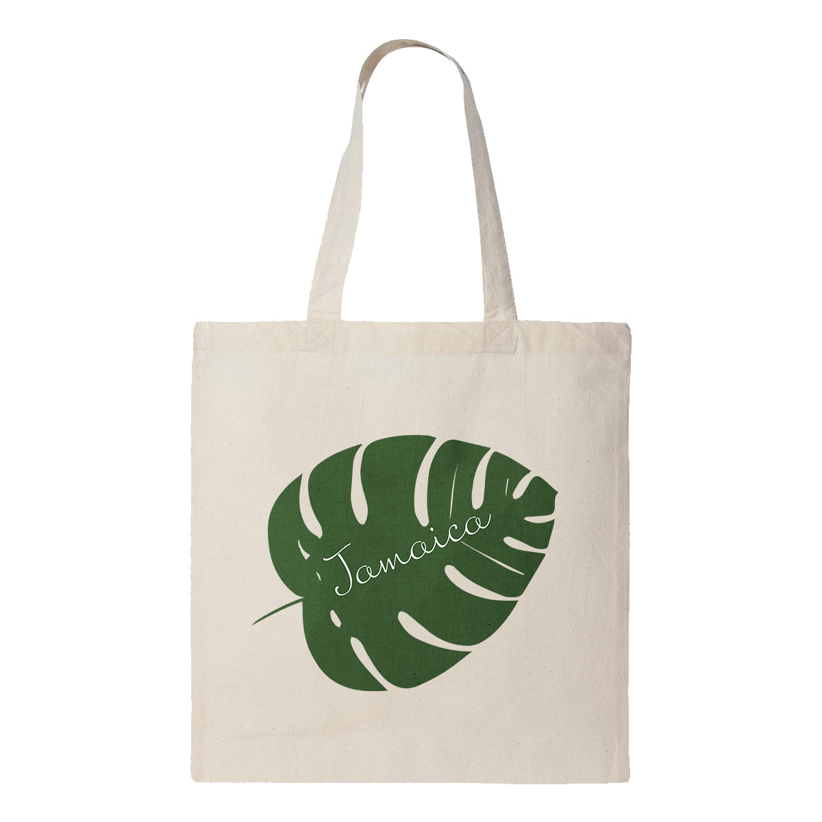 Welcome Bag with Wedding Destination Printed on a Green Monstera Palm Leaf