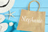 Burlap Wedding Welcome Bag personalized with name in white