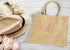 Burlap Wedding Welcome Bag personalized with rose gold name