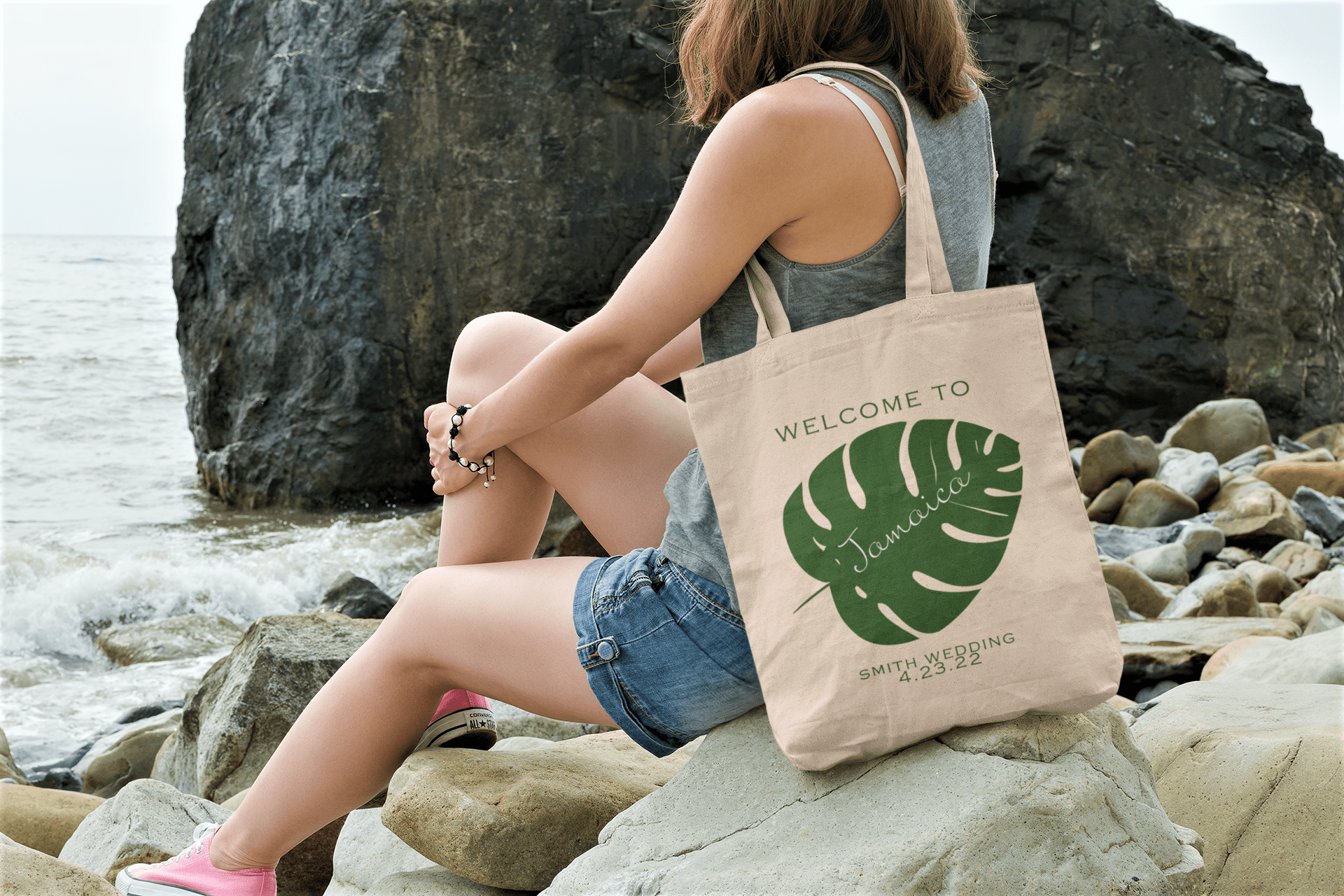 Personalized destination wedding welcome bag for guests or bridesmaids