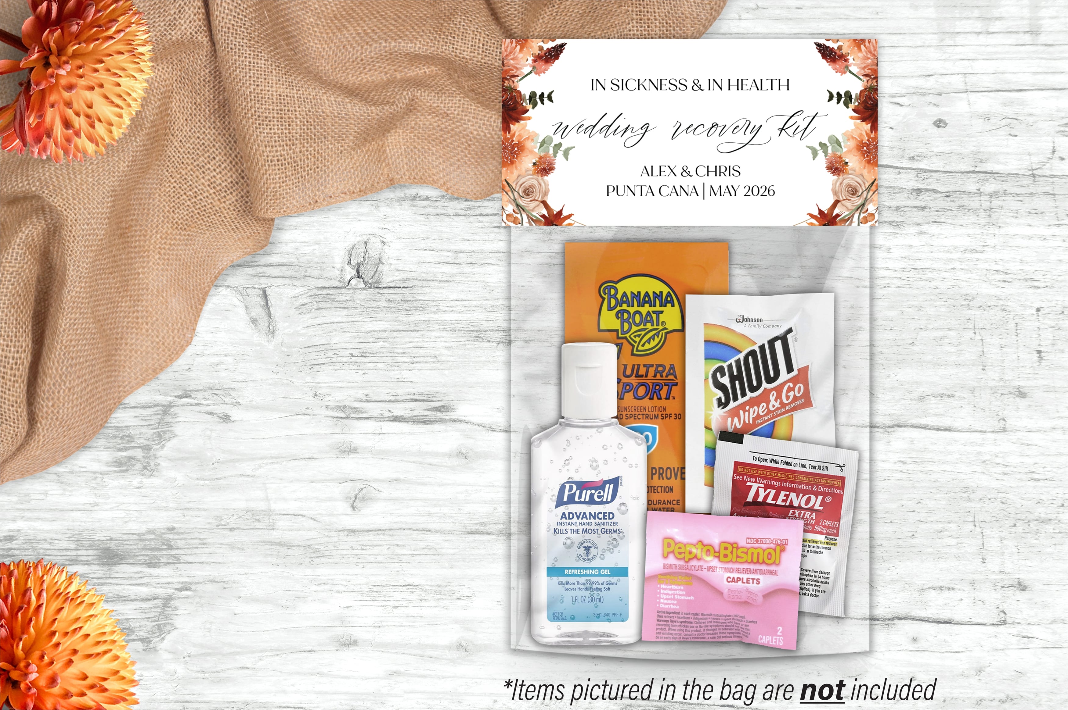 Wedding Hangover Recovery Kit Topper | Boho Burnt Orange